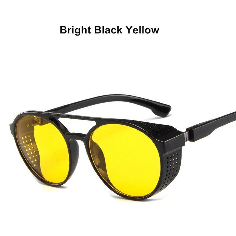 bright black yellowGUANGDU Men Sunglasses Women Retro Vintage Designer Sun glasses Oculos Masculino Gafas de sol hombre 90s Glasses Cazal UV400