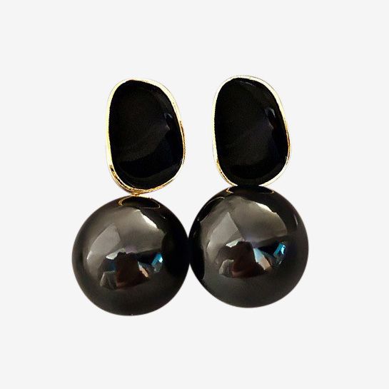 Korean Women Elegant Ins Pearl Enamel Earrings Girls