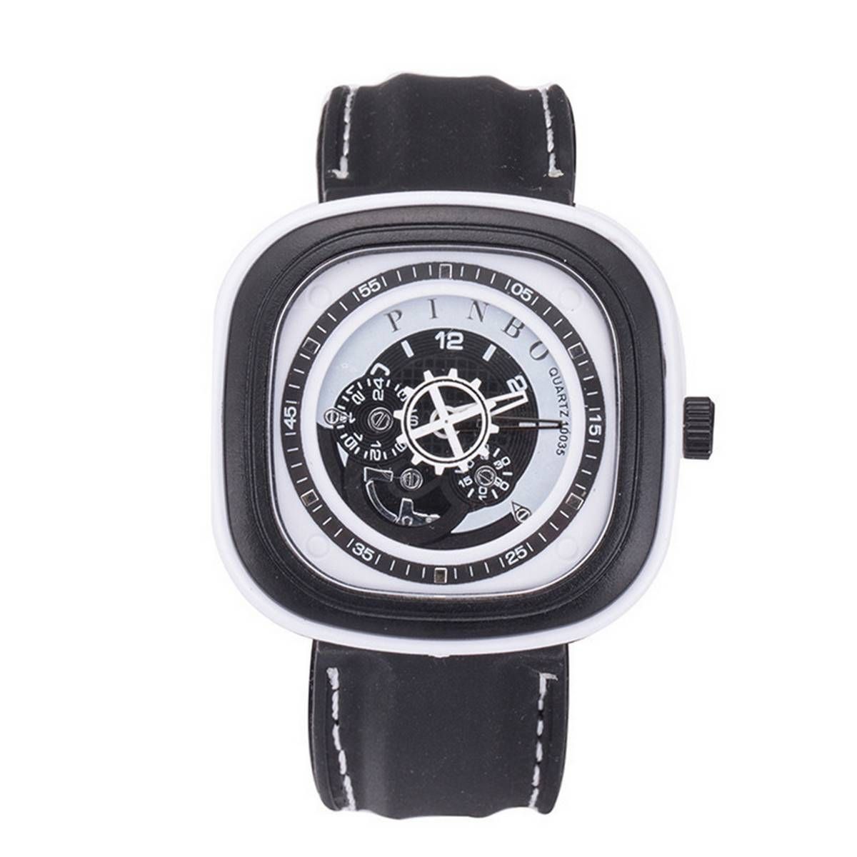 Sport Men's Large Square Dial Silicone Strap  Quartz Wrist Watch Decor
