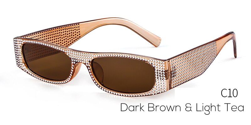 C10SORVINO Vintage Glitter Narrow Rectangle Sunglasses Women Luxury Brand Designer Tint Rectangular Sun Glasses Shades Oculos SP86