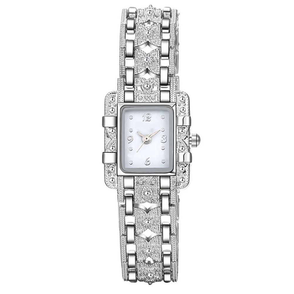Fashion Women Rectangular Dial Alloy Linked Strap Band Analog Quartz Wrist Watch