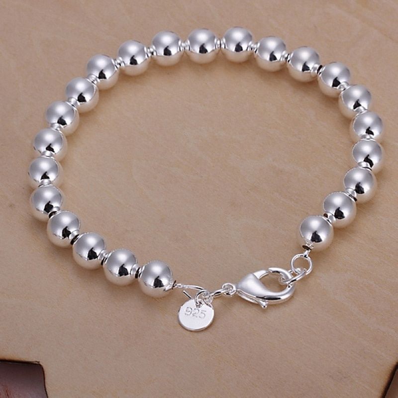 wholesale fashion Silver color Jewelry charm 8MM chain bead Bracelets H126 couple bracelet gifts for women wedding