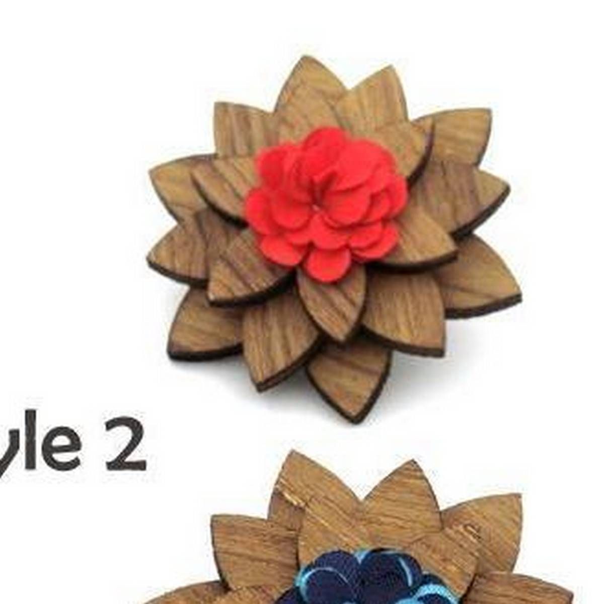 wooden fashion flower Suit Coat Pin for Men