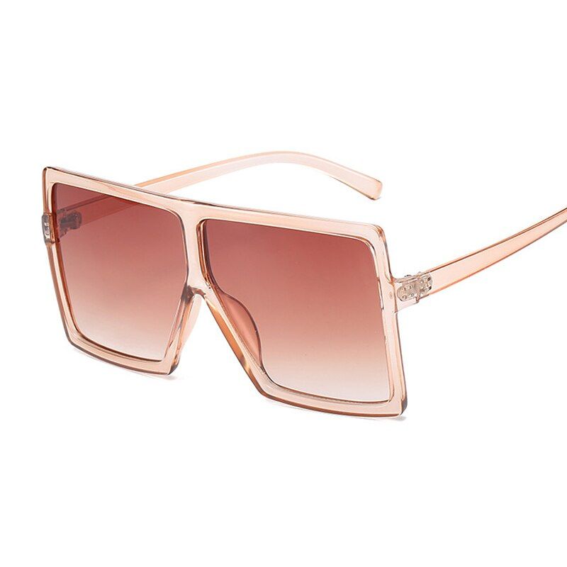 BrownOversized Shades Sunglasses Women Black Fashion Square Big Frame Sun Glasses Female Vintage Retro Glasses Unisex Oculos Feminino