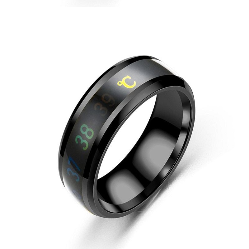 Stainless steel temperature pair ring intelligent thermochromic titanium smart men knuckle anillo para hombre aneis bague homme