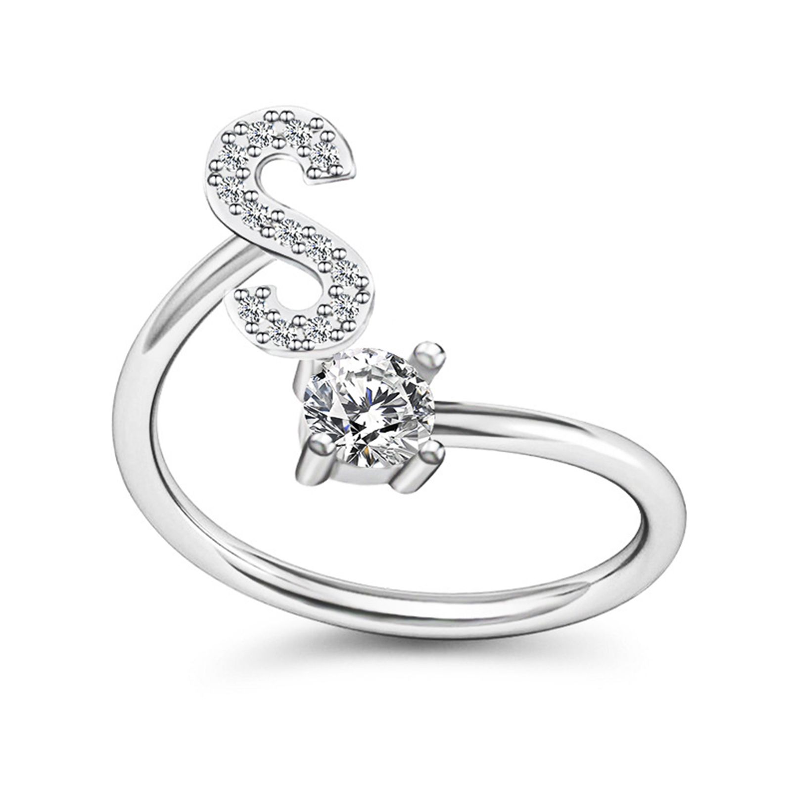 Adjustable A Z Alphabet Open Ring Couple Wedding Band Jewelry Accessory