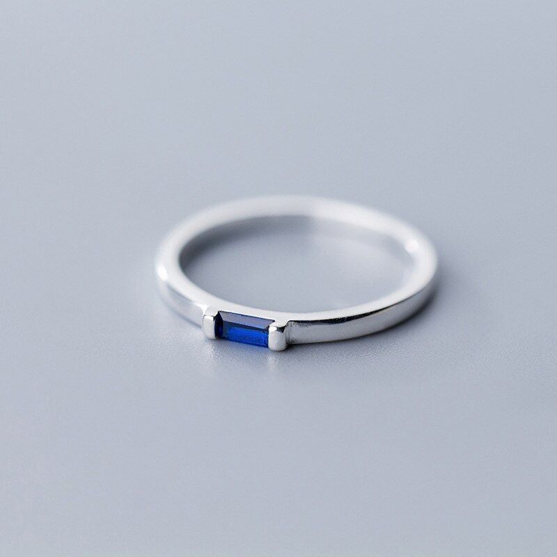 Trustdavis  925 Sterling Silver Sweet Blue Cubic Zirconia Finger Ring Size 6 7 8 For Women Silver 925 Jewelry Gift DA436