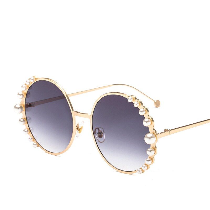 1Pearl Round Sunglasses Women 2020 Elegant Oval Vintage Sunglasses Men Luxury Brand Designer Round Retro Sunglasses Eyewear