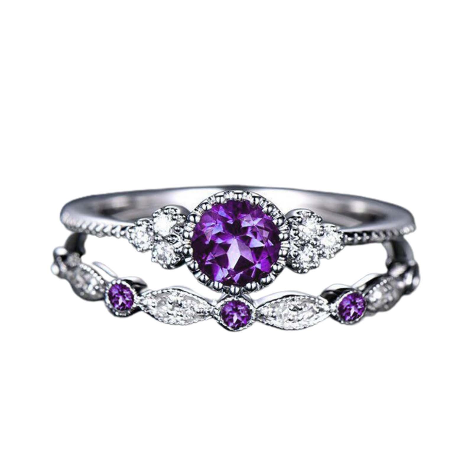 Finger Ba Statement Shining Simple Wedding Engagement Rings Set