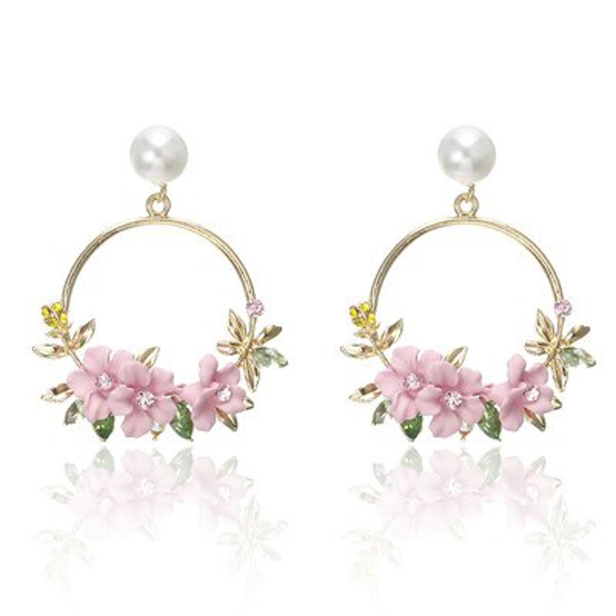 2019 Fashion Simple luxury round earrings women's fashion Korean style flower hollow mesh drop earrings statement jewelry