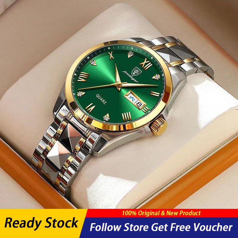 2022 POEDAGAR Men's Watches Luxury Brand Korean Men's Wrist Watches Waterproof Dual Calendar Luminous Quartz Watches Fashion Men's Casual Watches