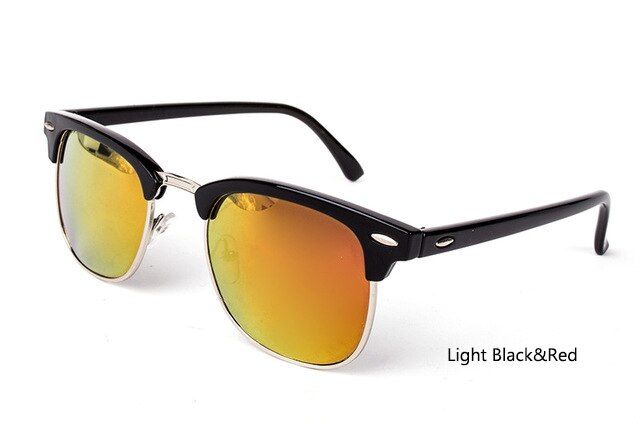 3016-LightBlack-RedYoovos 2021 Polarized Semi-Rimless Sunglasses Women/Men Vintage Rice Nail UV400 Classic Eyewear Brand Designer Sun Glasses