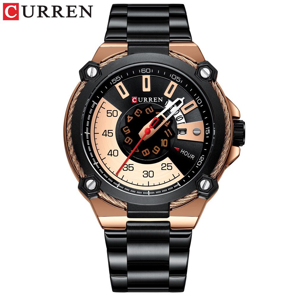 CURREN 8345 Design Watches Men's Watch Quartz Clock Male Fashion Stainless Steel Wristwatch with Auto Date Causal Business New Watch【With Box】