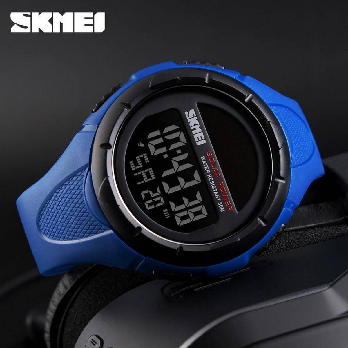 【BestGO】SKMEI, New, Solar LED Digital Sports Watches for Men, Luxury Branded Electronic Watches, proof Sports Watches, 1405