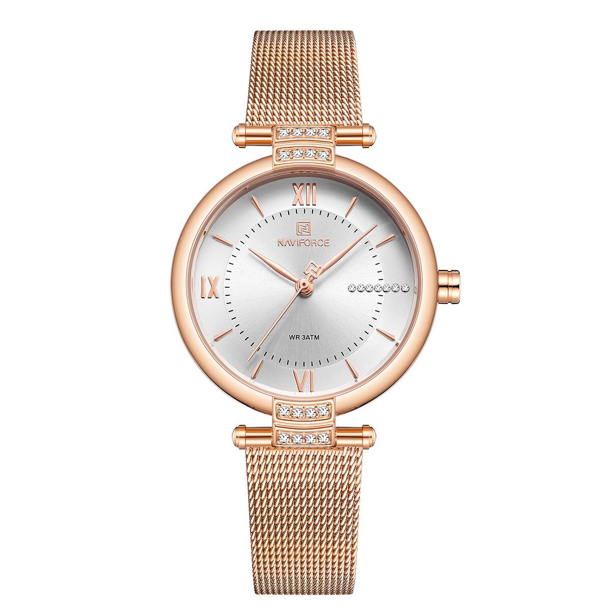 NAVIFORCE NF5019 Ladies Watch Fashion Luxury Diamond Design Waterproof Stainless Steel Wristband Watch