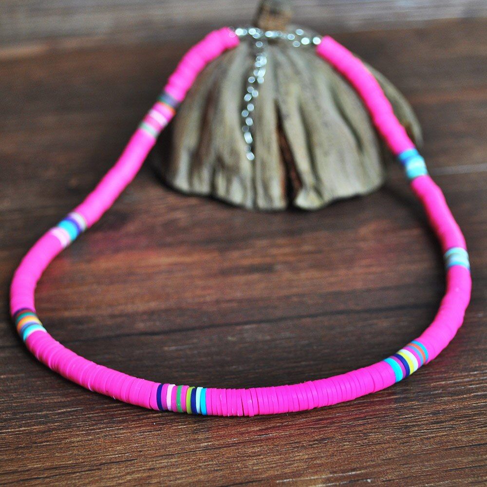 Boho Choker Necklace For Women Handmade Colorful Polymer Clay Beads Collier Necklaces Femme Jewelry