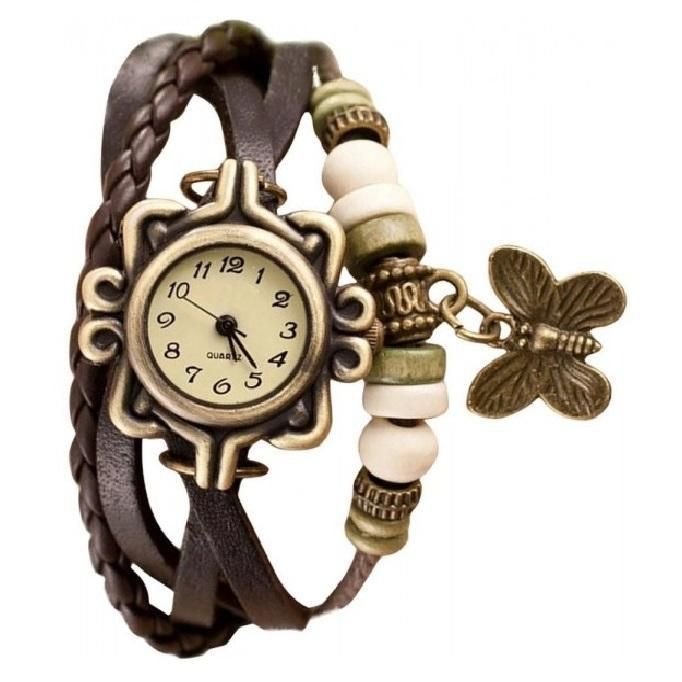 Artificial Leather Analog Watch for Women - Coffee
