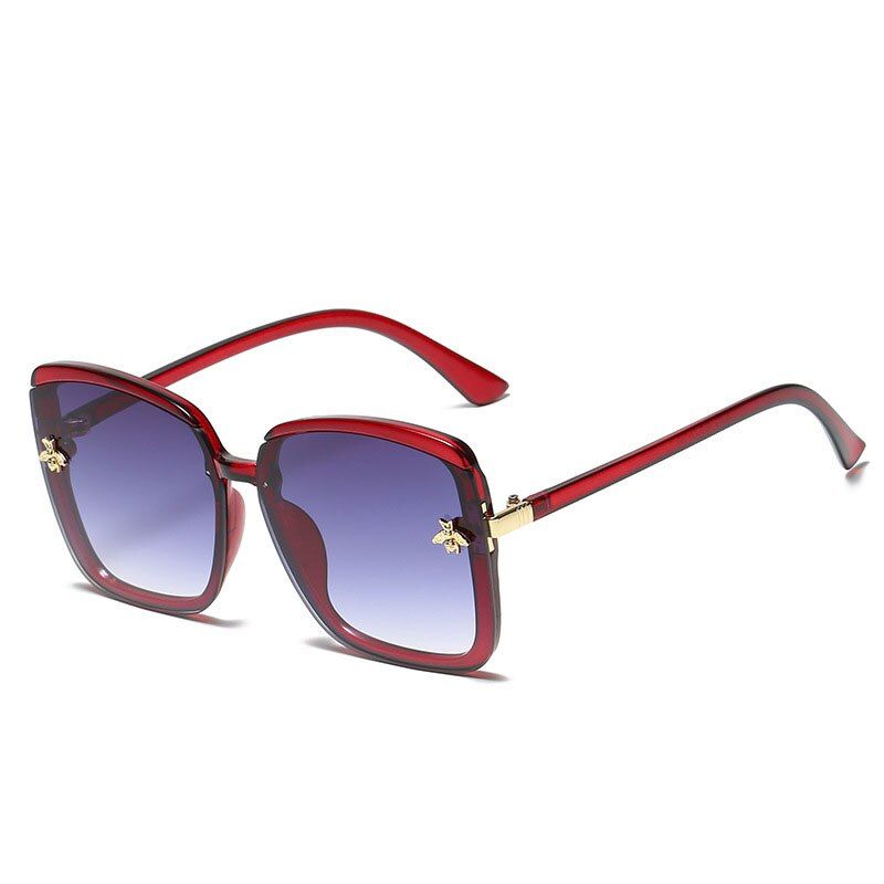Red Gray2020 Fashion Luxury Brand Design Elegant Ladies Vintage Square Sunglasses Women Small Bee Oversized Sun Glasses For Female UV400