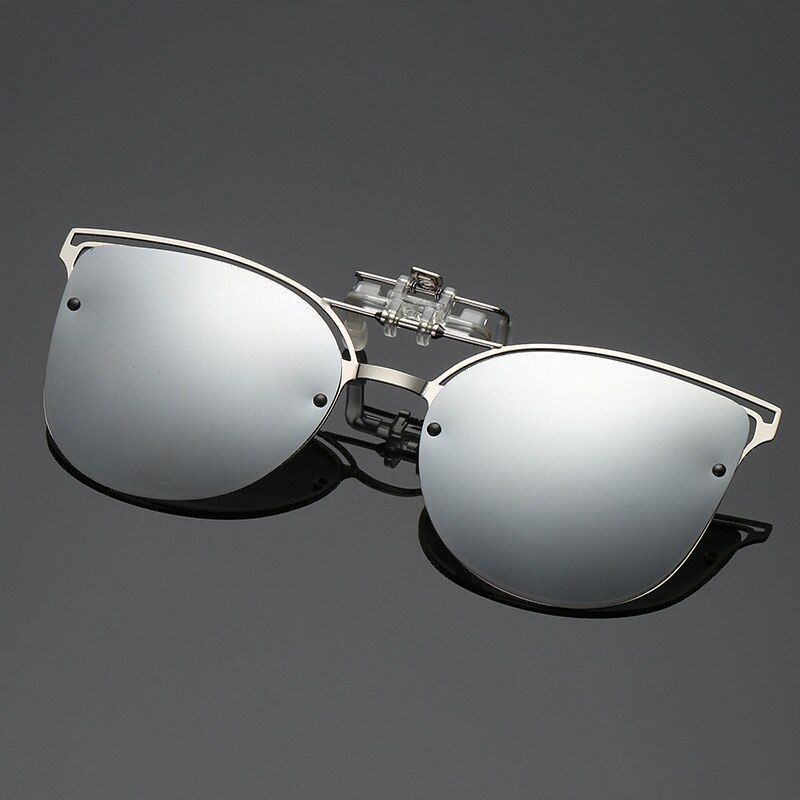 SilverYOOSKE Polarized Cat Eye Sunglasses Women Luxury Driving Clip on Myopia Eyeglasses Female Flip up Eyewear Night Vision Lens