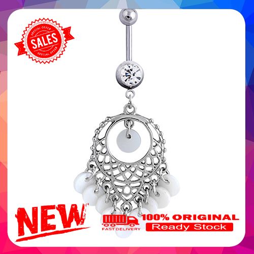 Hollow Alloy Navel Barbell Body Piercing Belly Rhinestone Button Ring Silver Bar