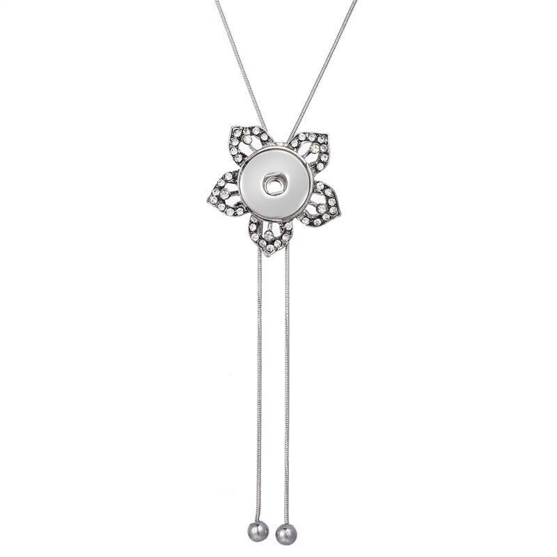NEW Metal Adjustable Necklace 70CM Charm beauty round button fit DIY 18MM snap buttons jewlery wholesale DJ0075