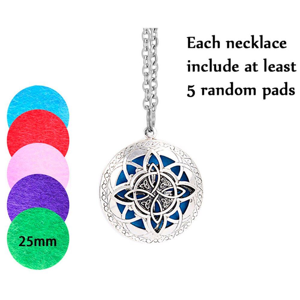 Chain Pads Round Viking Antique Vintage Aromatherapy Pendant Star Necklace Perfume Essential Oil Diffuser Locket Necklace