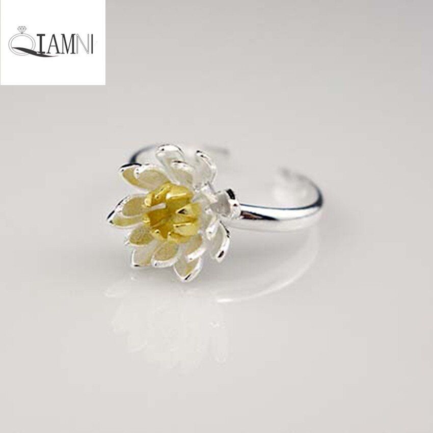 QIAMNI Vintage Beautiful Lotus Flower Finger Ring  Christmas Party Gift for Women Girls Accessories  Jewelry