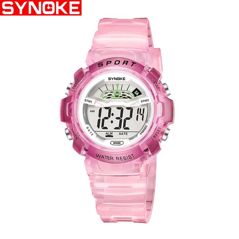 SYNOKE Fashion Rubber Digital Children Watch Boys Girls Sports Led Watches Candy Color Wristwatch