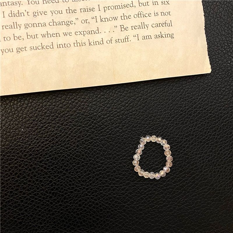 Fashion Trendy Korean Handmade Multi-color Small Crystal Beads Ring Women Girl Jewelry Stretch Weave Style Stacked Party Rings