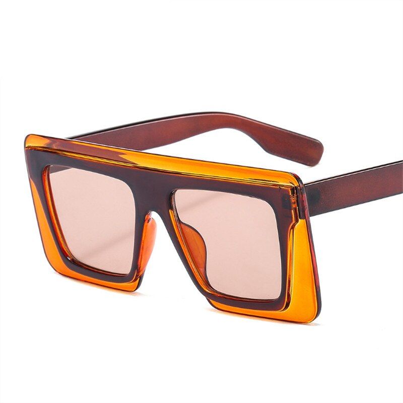 OrangeOversized Sunglasses Women Luxury Vintage Square Sun Glasses Ladies Bicolor Personality Big Frames Eyewear Outdoor Goggles UV400