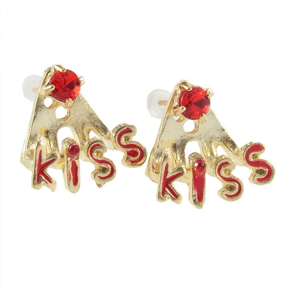 Fashion Lovely Crystal Rhinestone Kiss Letter Ear Stud Earstuds Earring