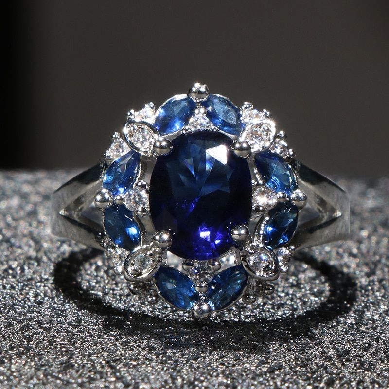 Cellacity Trendy Design Silver 925 Ring for Women Fine Jewelry 3 colors Gemstones Ruby Aquamarine Sapphire Rings Party Size6-10