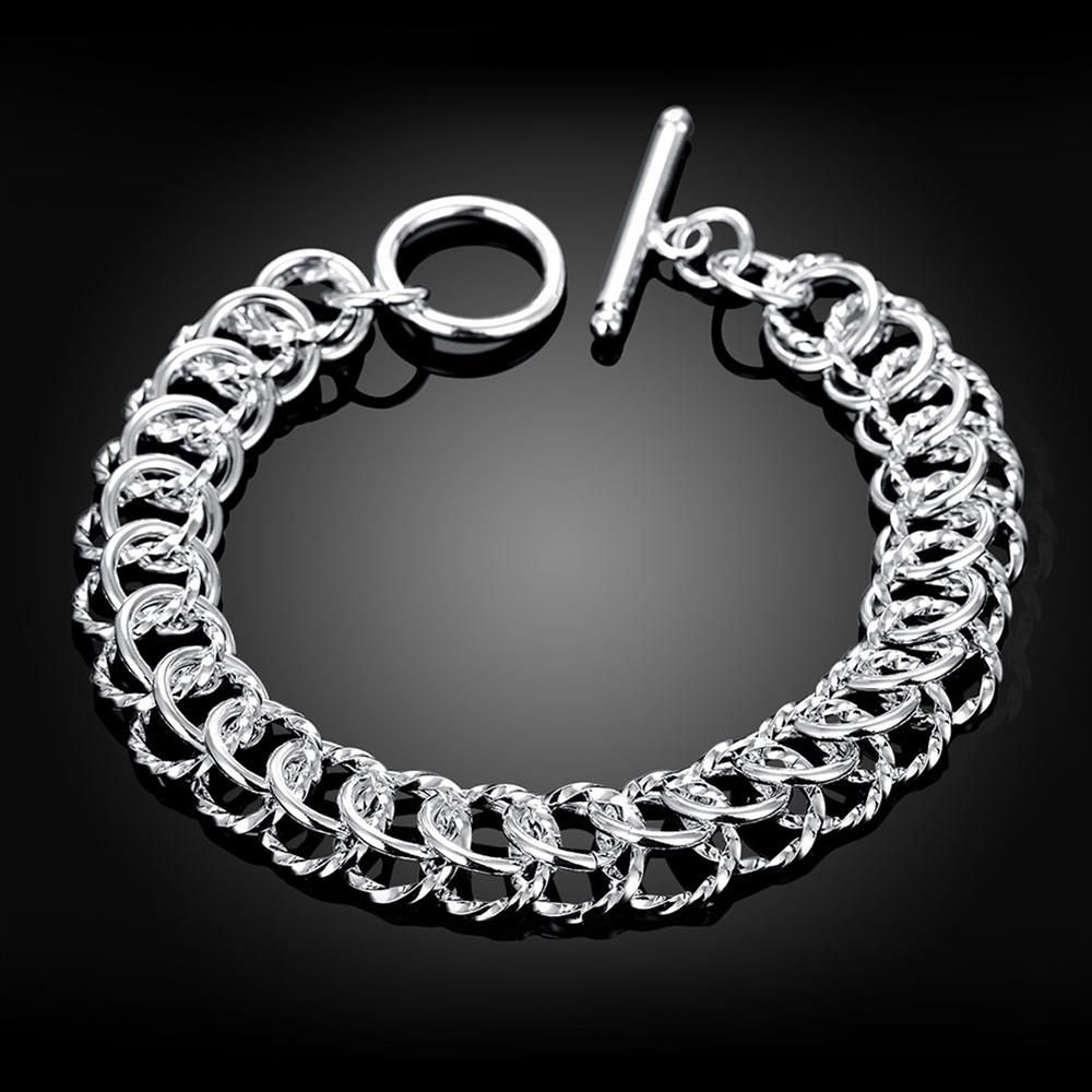 Creative twist circle , chain women men silver color bracelets high -quality fashion jewelry Christmas gifts H070