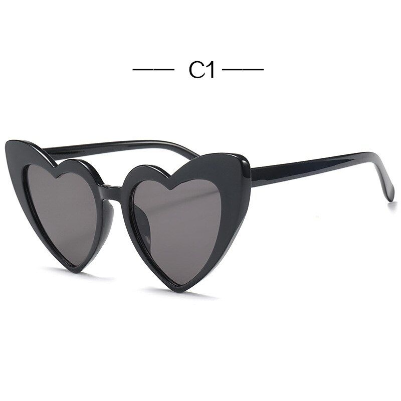 C1black as pictureOulylan Heart Sunglasses Women Brand Designer Cat Eye Sun Glasses Retro Love Heart Shaped Glasses Ladies Shopping Sunglass UV400