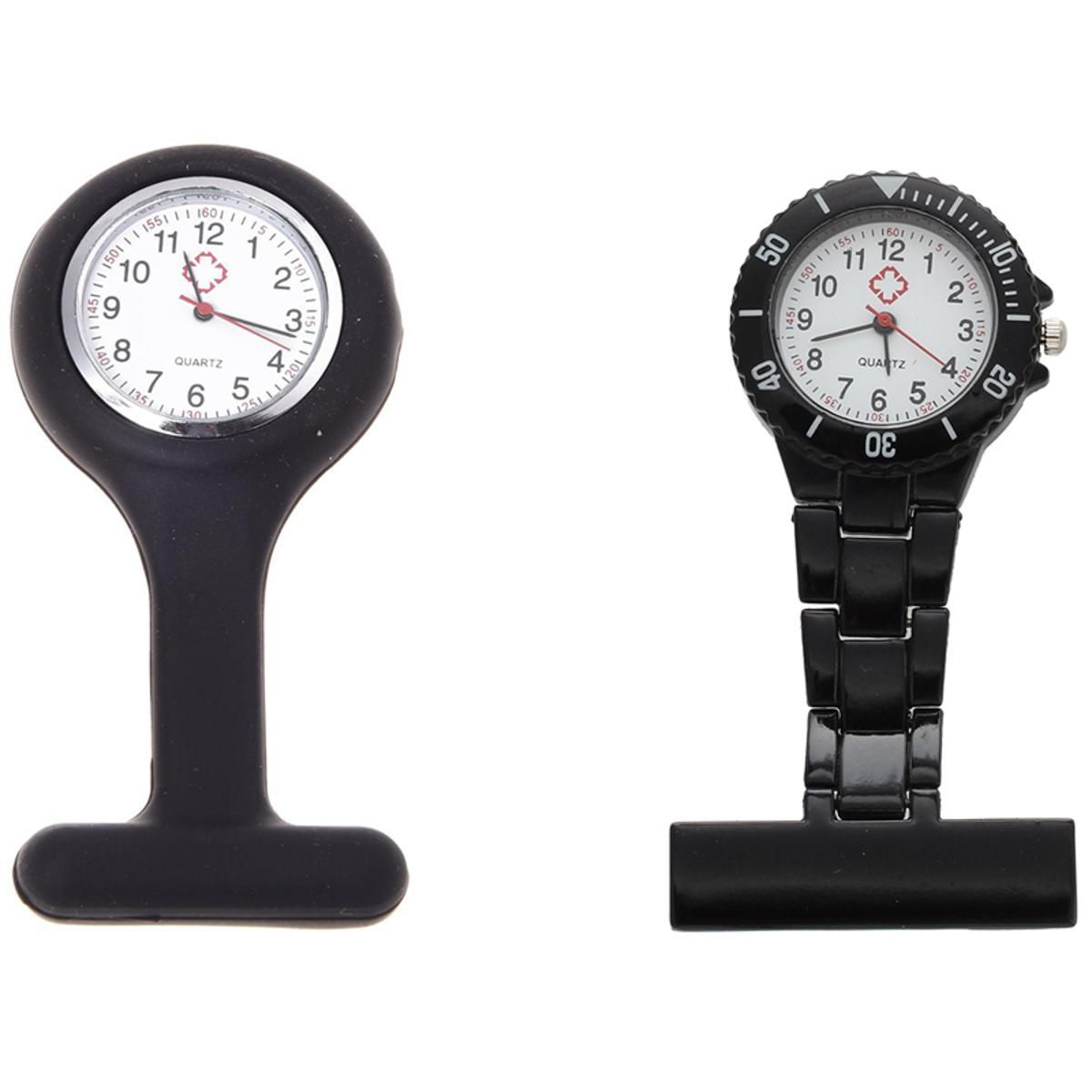 2 Pcs Watch: 1 Pcs Quartz Movement Nurse Brooch Fob Tunic Pocket Watch & 1 Pcs Silicone Gel Nurses Fob Watch