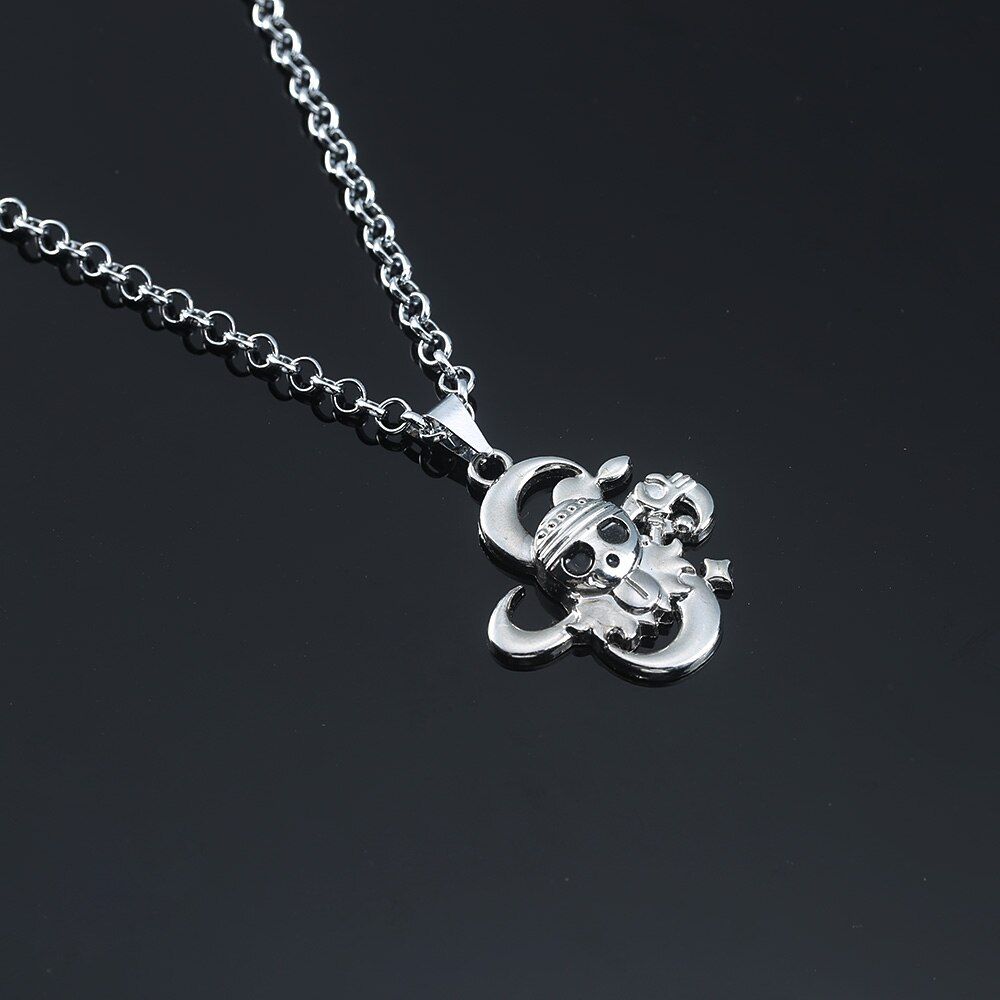 Cartoon Anime One Piece Necklace Luffy Ace Pirate Skull Metal Pendant Chain Choker Man Necklaces Charm Gifts Jewelry collares