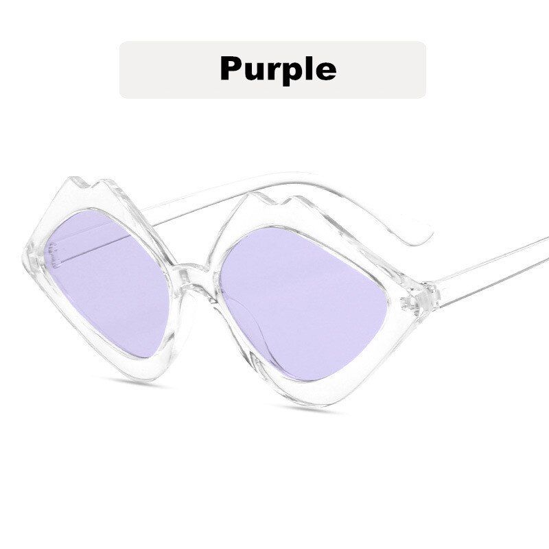 purpleKOTTDO Classic Fashion Plastic Beach Lips Sunglasses Women Vintage Brand Designer Transparent Pink Sunglasses Women Uv400