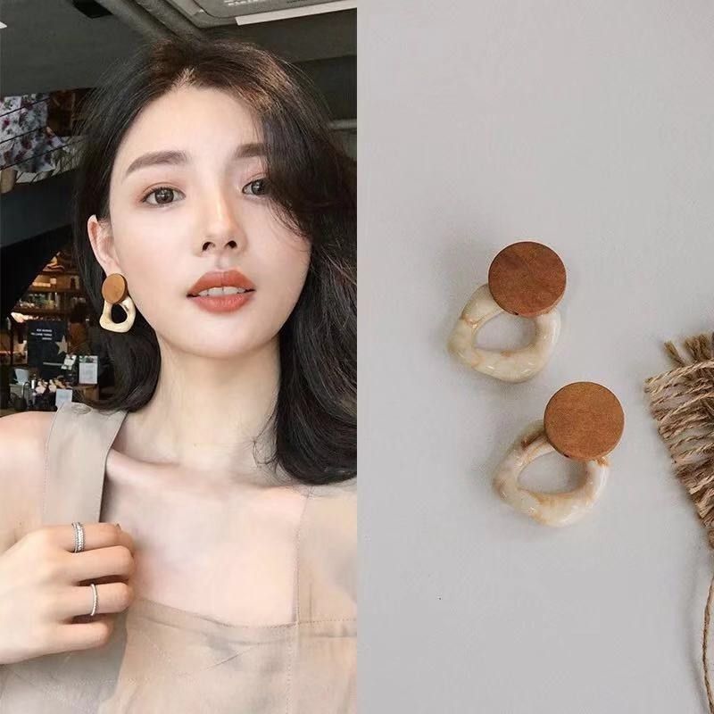 Wood Geometric Earrings Fashion New