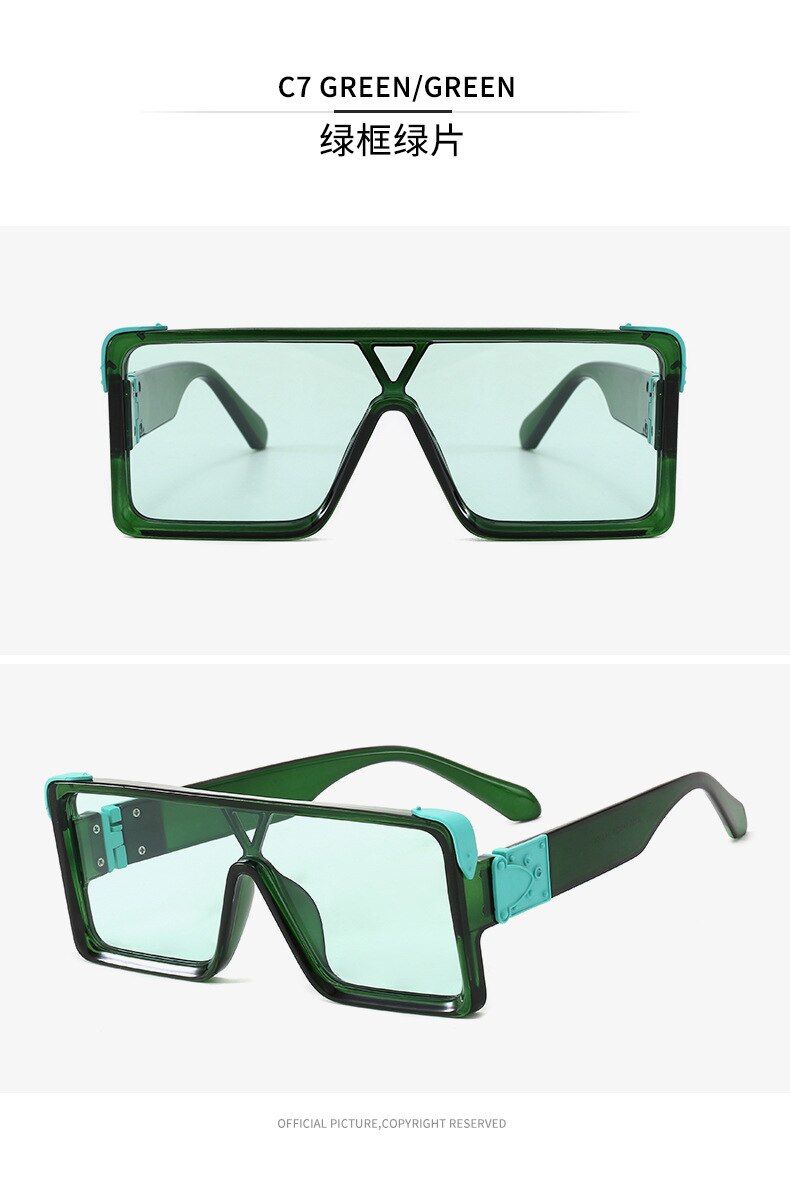 green-greennew arrival 2019 futuristic sunglasses women men polarized rectangle driving glasses blue green sliver oversized oculos de sol