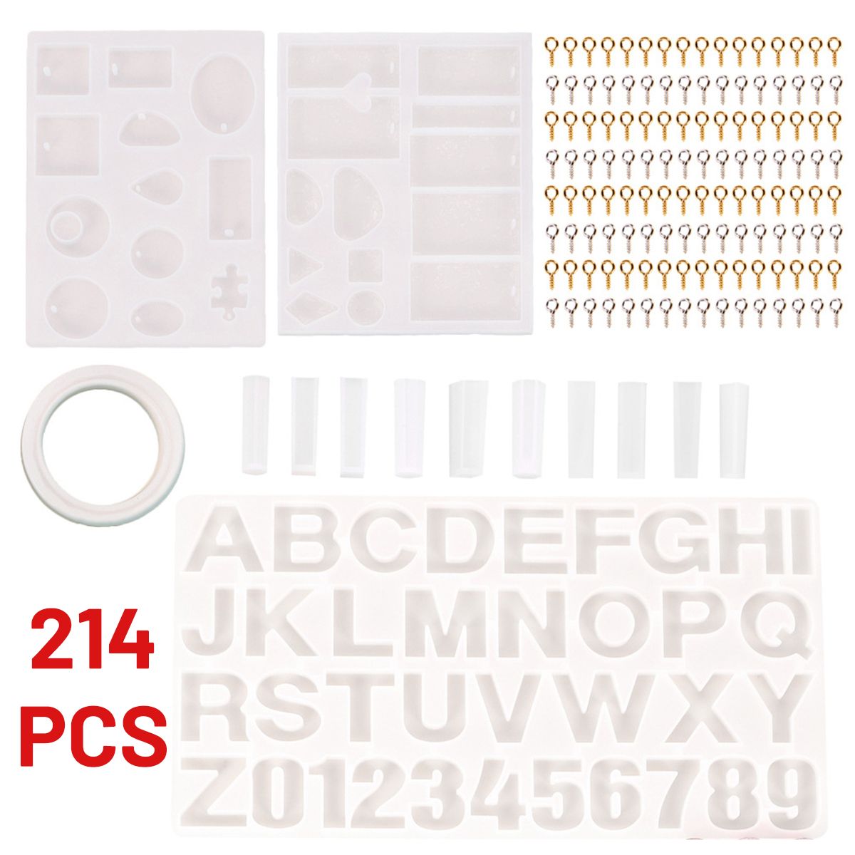 Faddish 214 PCS/Set DIY Crystal Epoxy Tool Bracelet Pendant Jewelry Silicone Mold