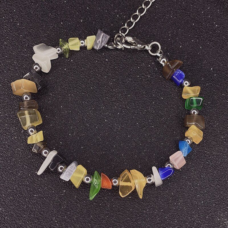 Momiji Bohemian Natural Stone Bracelets Bangles for Women Handmade Moonstone Crystal Fashion Jewelry Multi Color Charm Bracelet