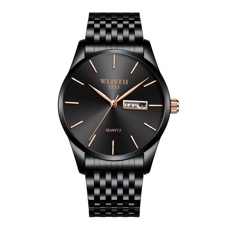 Black Men Wrist Watch Luxury Brand Stainless Steel Quartz Watch Mens Watch 38mm Auto Date Folding Clasp with Safety Wristwatch
