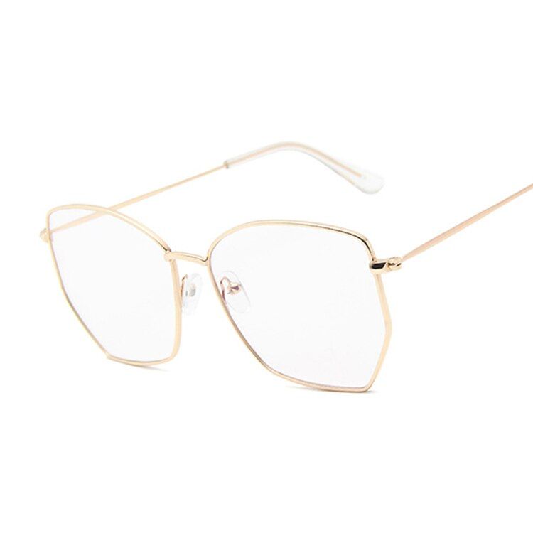 GoldTransPolygon Clear Square Sunglasses Women Fashion Brand Design Lady Vintage Metal Oversized Frame Plain Sun Glasses Female UV400