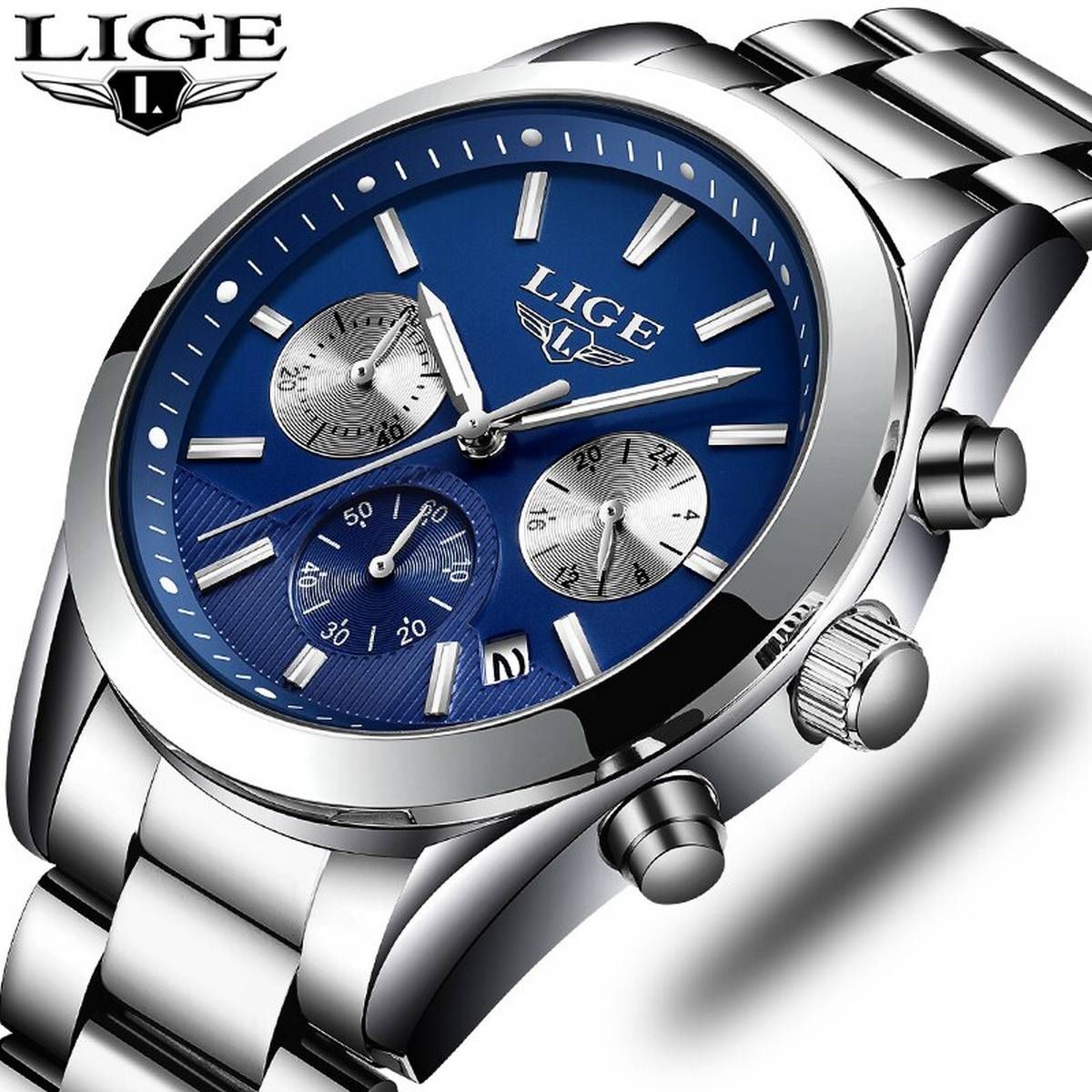 LIGE9872 Classic Business Quartz Chronograph Watch For Men.