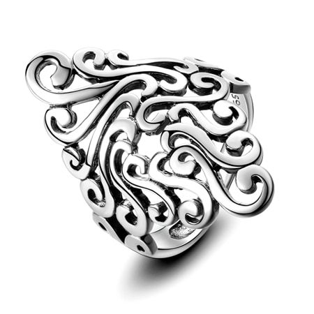 Rings for Women 925 Sterling Silver Fine Jewelry Vintage Hollow Boho Bohemia Cloud For Wedding Engagement Party Gifts