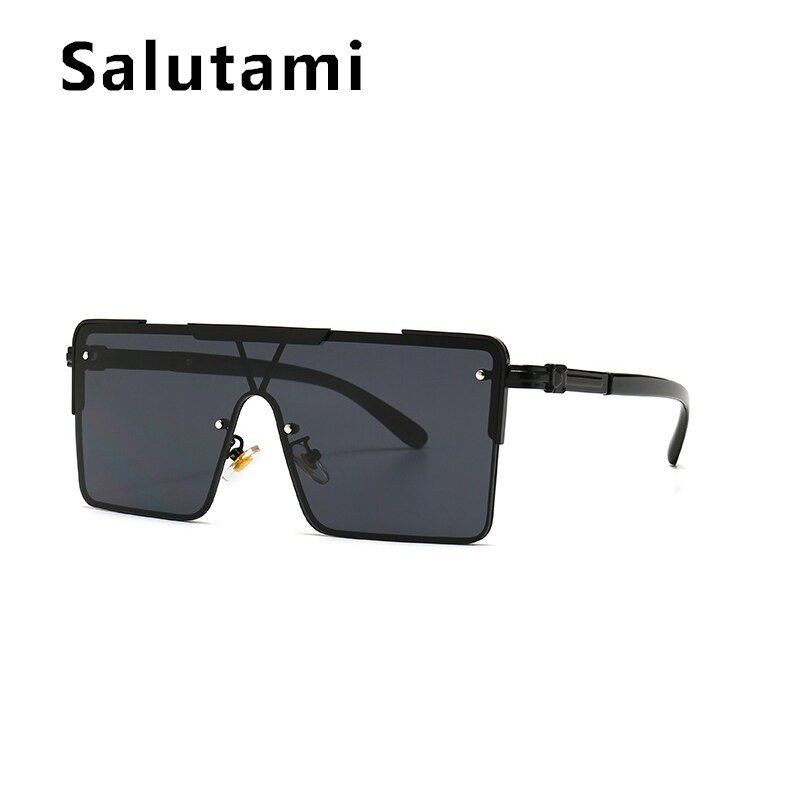 black all grayUnique Green Pink Oversized Square Sunglasses For Women 2020 Luxury Brand Sun Glasses Men Vintage One Piece Flat Gradient Shades