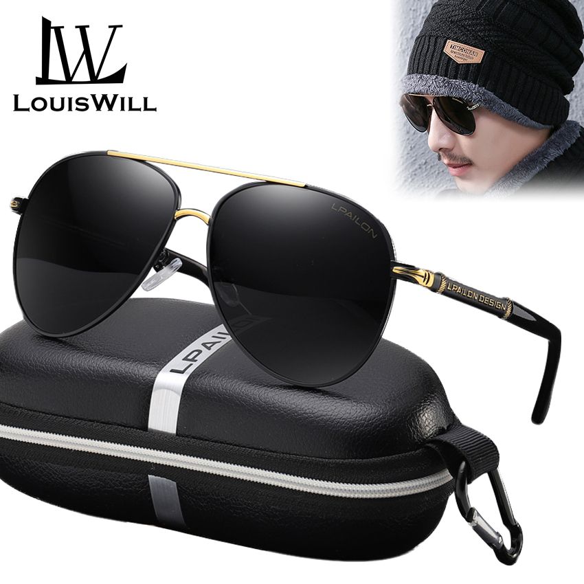 LouisWill Mens Oversized Polarized Shades Sunglasses Outdoor 100% UV Protection Lightweight Eyewear with Free Box