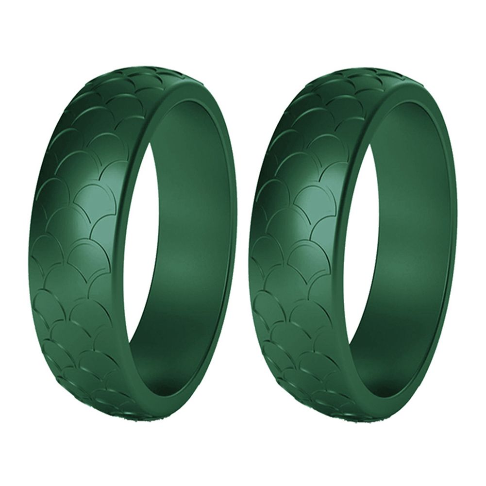 2Pcs Women Fish-scale Pattern Birthday Silicone Ring Wedding Band Accessory