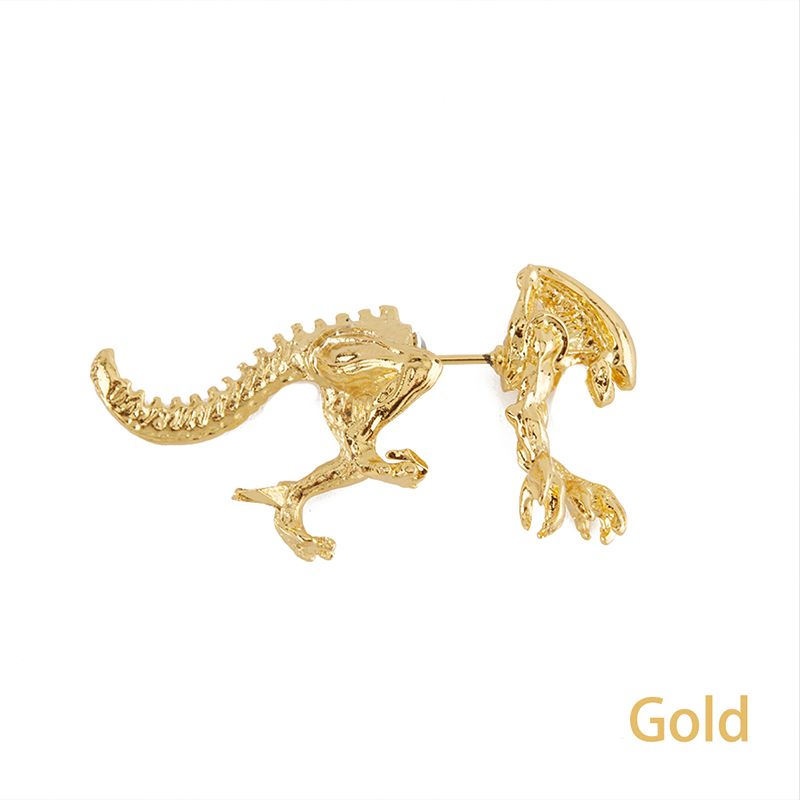 2pcs/pairs 3D Scary Monster Alien Stud Earring Black Color Dinosaur Punk Earring
