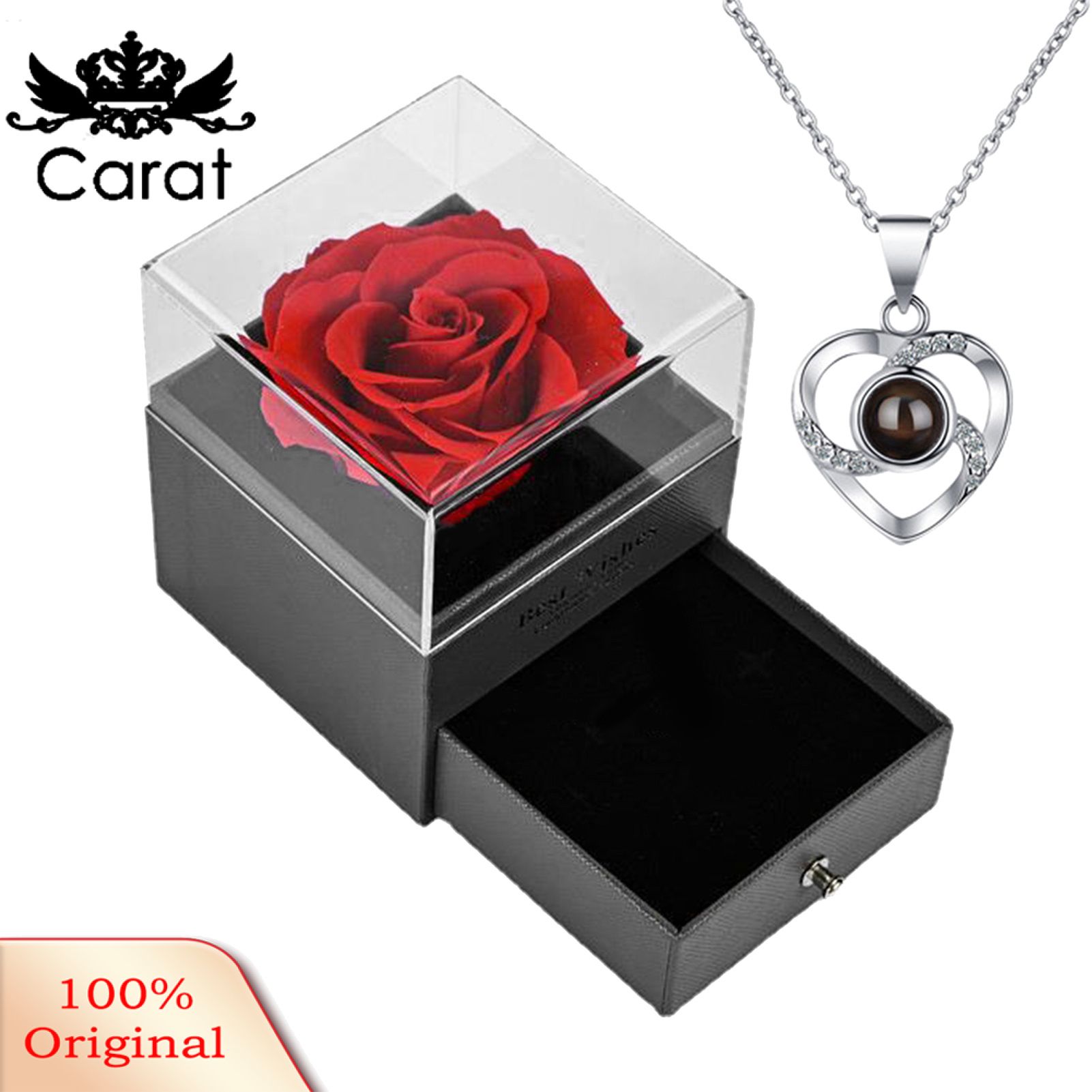 Women Neckle Creative Design A Immortal Rose100 Languages Heart Neckle